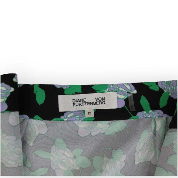 Sz12 DVF DianeVonFurstenberg Elma Floral Cady Midi Wrap Skirt Green - Picture 8 of 16